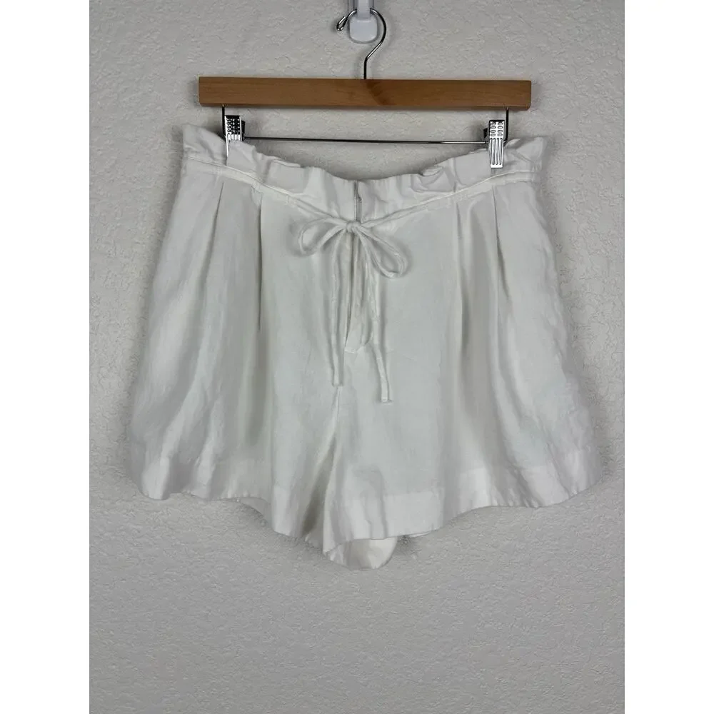 Zara Linen Cotton Women’s Shorts Size‎ Large White Breathable Summer Minimalist